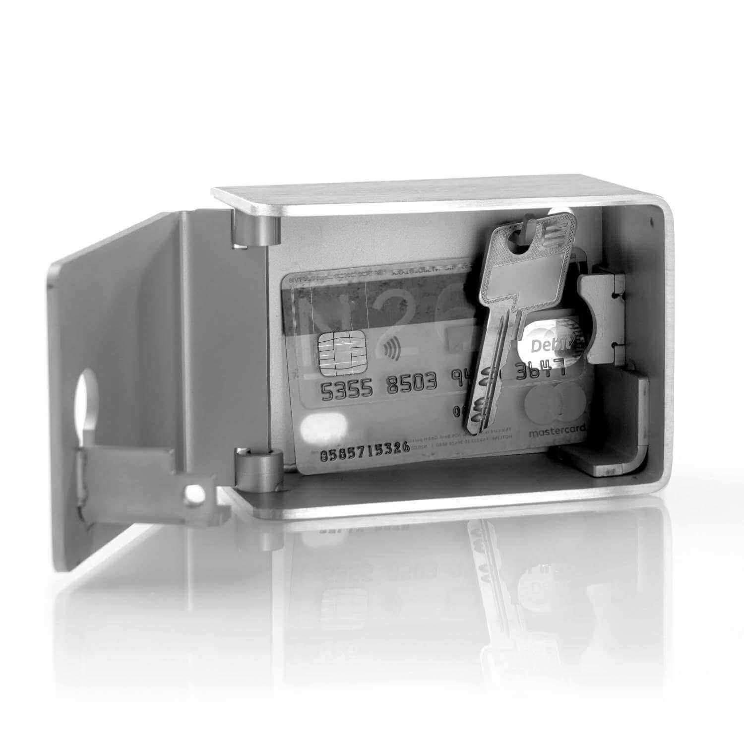 masunt-Aufputztresor-PHZ222_seitlich_offen_karte_square Schlüsseldepot 222 Karte Edelstahl V2A für Profilzylinder vorgerichtet